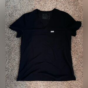 Figs Catarina One-Pocket Scrub Top - Small (Black)